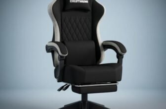 Ergothone ArenaX Gaming Chair | Fabric Gaming Chair | Retractable Linkage Armrest | 60mm Class 3 Gas Lift | Nylon Base | PU Casters | Ergonomic High Back Chair for Home & Office (Stealth White)