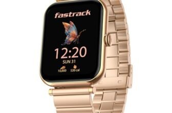 Fastrack Noir Charm Smart Watch for Women 1.65″ inch AMOLED Display,Sleek Design,AI Watchface & AI Chat,Functional Crown,24/7 Health Suite,BT Calling,SpO2,HRM,IP68, Multiple Menu Styles- Rose Gold