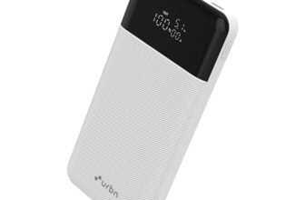 URBN 10,000 mAh Edge Power Bank with Smart LED Display, Ultra Slim & Compact, 22.5W Fast Charging, Power Delivery, Quick Charge, Triple Output(1-USBA, 2 USB-C) iPhone, Samsung, Android & More – White