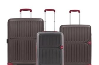 Footloose by VIP Head Spin Set of 3 (S+M+L) Trolley Bags, Brown | 8-Wheels, Polypropylene Case, Spacious, Combination Lock, Sturdy Zipper, Lightweight Travel Luggage, 3-Year Global Warranty