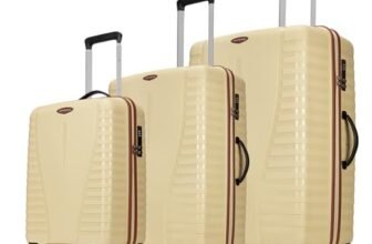 Aristocrat Airpro Max Set of 3 (S+M+L) Trolley Bags, Mojave Desert | 8-Wheels, Polypropylene Case, Spacious, Combination Lock, Sturdy Zipper, Lightweight Travel Luggage, 3-Year Global Warranty