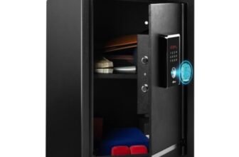 Ozone 55L Digital Biometric Safe Locker for Home & Office | Fingerprint Access | Auto Secure Motorized Lock | Electronic LED Display | Heavy-Duty Steel | 36D x 35W x 55.5H cm | Black | 2-Year Warranty