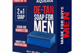 Aqueria De-Tan & Brightening 2-in-1 Bath Soap for Men | Cool water perfume | Tan Removal, Skin Brightening & Gentle Exfoliation | Dual-Sided Scrub & Smooth Soap | Deep Cleansing Face & Body Soap for Hydrated, Smooth & Fresh-Looking Skin | Cool Water Fragrance | 300g (Pack of 3) | Up to 90 Washes Remove tan & dullness | Brightens skin
