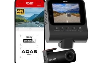 Dylect® Sense Smartchoice 4K Max 2 Channel Dash Cam, 4K Front + 1080p Rear, Sony STARVIS 2, ADAS, GPS, Wi-Fi, Night Vision, 140° Wide Angle, Loop Recording, 2.4” IPS, 1TB Support