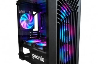Geonix Hydra Gaming PC Cabinet, 6 Pre-Installed ARGB Fans, Black | Computer Case, Tempered Glass Side Panel, Micro-ATX/Mini-ITX Support, ATX PSU, SSD/HDD Support, USB 3.0, 4 Expansion Slots