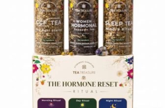 Tea Treasure Hormone Reset Ritual Kit – 200 g | 3 Ayurvedic Herbal Teas for Women | Hormone Support, Bloating Relief, Restful Sleep | Spearmint, Shatavari, Chamomile | Caffeine-Free