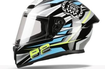 TVS Racing Titan Series Full Face Helmet for Men | Premium Bike Helmets with ABS Shell, UV Paint | Quick Release System | Aerodynamic Design | DOT & ISI Certified (Green, L)