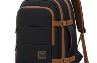 Impulse Commuter 40L Vegan Leather Weekender Travel Laptop Backpack for Men & Women | 180° Suitcase-Style Opening | Anti-Theft Pocket | 15.6″ Padded Laptop Sleeve | Travel Bag