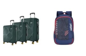 Safari Pentagon Pro 8 Wheels Set of 3 (Cabin + Medium + Large) Trolley Bags, Hard Case + Torque 37L Casual Printed Backpack, 3 compartments, Bottle Holder, Front Pocket, School Bag for Boys