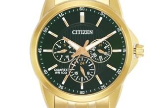 Citizen Stainless Steel Analog Quartz Multifuction Men’s Black Dial Watch – AG8343-50X, Band Color-Two-Tone