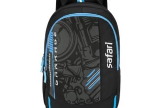 Safari Torque 37L Casual Printed Backpack, 3 compartments, bottle holder, Front pocket, school bag for boys and girls, college bag, office bag, travel bag for men and women, Color- Black