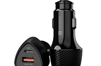 Portronics 51W Car Power 16 Fast Car Charger with Dual Output, 51 Watts Total (18W USB + 33W Type C PD), Fast Charging, Adapter for iPhone & Android Smartphones and Tablets (Black)