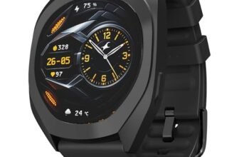 Fastrack Cosmix 1.32″ AMOLED Display Metal Case Smart Watch with Heart Rate Monitor,AI Watchface & Chat,Push Button Interactions,BT Calling,IP68 Water Resistant Upto 5 Days Battery Life – Onyx Black
