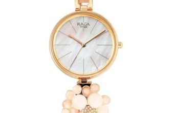Titan Raga Delight Quartz Analog Mother of Pearl Dial Rose Gold Metal Strap Watch for Women – NT95200WM01