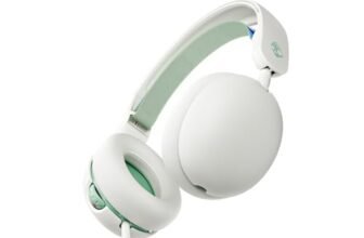 Skullcandy Grom Wired Kids Headphones with Volume Limiting, Audio Sharing Port, Built-in Microphone, Comfortable Fit, Compatible with Tablets, Laptops, Bluetooth Devices – Bone Seafoam