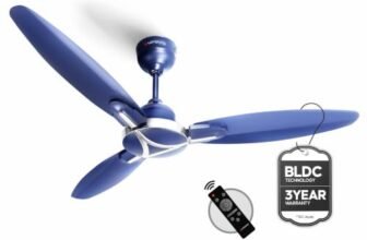 LONGWAY Zephyr 1200 mm BLDC Ceiling Fan with Remote Control | BEE 5 Star Rated Energy Efficient | Ultra High Speed 3 Blade Anti-Dust Decorative Ceiling Fan | 3 Years Warranty (Silver Blue, Pack of 1)