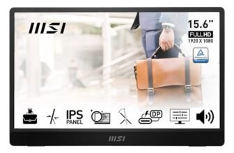 MSI PRO MP161 E2 15.6 inch FHD Portable Monitor, 1080p IPS 60Hz, Anti-Flicker, Less Blue Light, Speaker, Enhanced Chassis, 360° Rotatable Kickstand, Mini-HDMI 2.0b, 2X USB-C