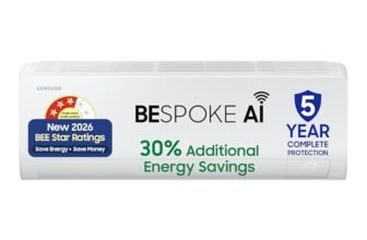 Samsung 1.5 Ton 3 Star Bespoke AI Inverter Smart Split AC (2026 Model, WiFi, Energy Saving, Voice Control, Powerful Cooling, Copper, Digital Inverter, 4 Way swing, 5 Step Convertible, AR50H19D1XHNNA)