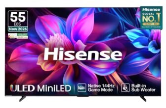 Hisense 55 Inch 55E8S Hi-QLED MiniLED Smart TV | 144Hz Game Mode | Devialet Sound and AI Picture | Dolby Vision IQ | Hands-Free Voice