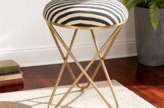 Wakefit Ottoman Stool | Metallic Pouffe Footrest for Living Room, Bedroom & Side Table | Durable & Stylish | 22 Inch | Black Cross | Set of 1