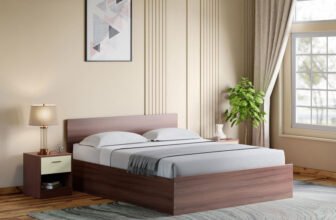 Interio by Godrej Ewa Engineered Wood Queen Box Bed, 209.5 cm x 159.6 cm (6.87 ft x 5.24 ft)(Finish Color – Brown, Delivery Condition – Knock Down)