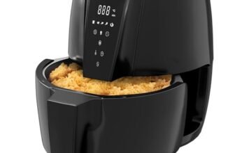 Lifelong Air Fryer | 1 Year Warranty | 1350W, 4.2L, Digital with 6 Presets, Hot Air Circulation, Temperature & Timer Control, Up to 90% Less Oil Usage (LLHFD439, Black)