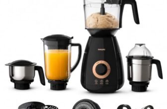 Philips Stainless Steel Mixer Grinder HL7707/01, 750W, 4 Jars | 3-in-1, Mixer Grinder for home + Juicer + Food Processor, Black
