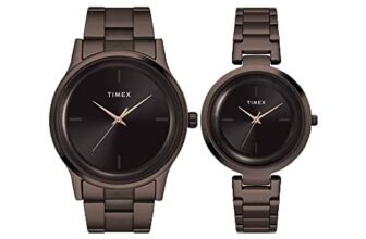 TIMEX Analog Couple Watches Set with Brown Round Dial & Brown Stainless Steel Bracelet Band, Water Resistant, Anniversary & Wedding Gift for Couple