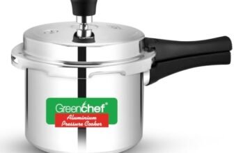 Greenchef Marco Aluminium outer lid Pressure Cooker, Non-Induction Base 3 Litre capacity, Food-Grade Aluminium, Cool-Touch Handle, Gas Stove Compatible, ISI Certified, 5-Year Warranty