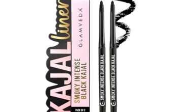 GLAMVEDA Pencil Smoky Intense Black Kajal – 0.35g | 24-Hour Long Stay One-Stroke Smooth Application Waterproof, Smudgeproof & Sweatproof| Rich Pigment | Suitable for Sensitive Eye (Pack of 2)