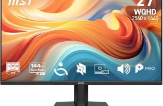 MSI PRO MP275Q E14 27-Inch WQHD Computer Monitor, 2560 x 1440 IPS, 144Hz, 1ms, HDR Ready, AMD FreeSync, Eye Care, HDMI 2.0b, DP 1.2a, Frame-Less, Tilt Adjustable, Vesa Mount,Black