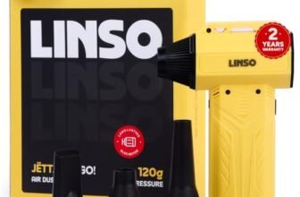 LINSO JETT Electric Air Duster 80,000 RPM BLDC Motor, Overheat Protection | 2-Year Warranty | Cordless Mini Air Blower, 4 Nozzles, Type-C Charging, LED Indicator, 226g Lightweight, High Wind Pressure
