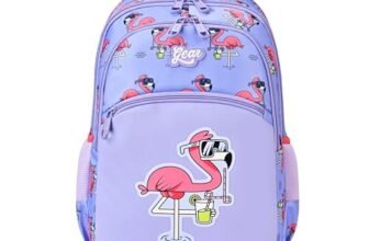 Gear Flamingo 15″/21L Medium Water Resistant School Bag | Casual Backpack | Daypack | Travel Backpack | Kids Bag for Boys/Girls (Purple – Pink)