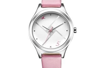 Fastrack Stunners Quartz Analog Silver Dial Pink Leather Strap Watch for Girls – NS6152SL08