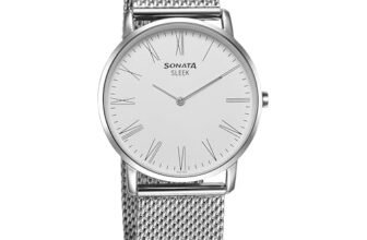 Sonata Sleek Quartz Analog White Dial Silver Stainless Steel Strap Watch for Men – 7152SM02