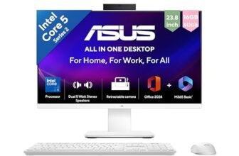 ASUS V440 (2026),i5-14th Gen,Intel Core 5 210H,Intel iGPU,16GB/512GB,FHD,23.8″(60.45 cm),Win 11,M365 Basic(1Y),Office 24,White,5.46 kg,V440VA-KWC5001WS,with Wireless Keyboard & Mouse,All in One PC