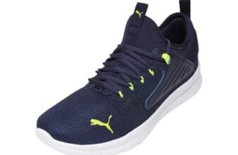 PUMA | Solescape Men’s Soft Cushion Running Shoes | Navy-Electric Lime | 10UK