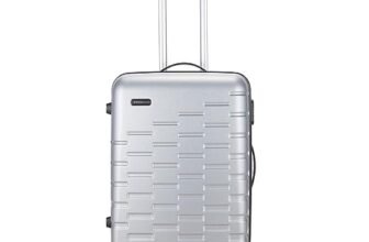 Aristocrat Fencer Medium Size Check-in Hard Luggage (65cm) | Tough ABS Luggage Trolley with 4 Wheels, Full Fabric Convipack and Secured Combination Lock | Silver | Tough and Durable | Unisex
