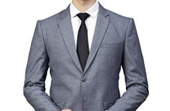 MANQ Men’s Slim Fit Single Breasted Blazer for Men, Formal Business, Party, Notched Lapel, Denim Blue, Size 46