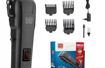 KIKI NEW GAIN NG-777 Salon Series Professional Cordless Hair Clipper Digital Display 6000 RPM Powerful magnet Motor High Carbon steel 4 Guide Comb Taper Lever Adjustment Runtime: 240 min, Black