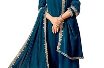 Janasya Women’s Teal Blue Velvet Zari Embroidered Straight Kurta Set