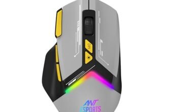Ant Esports GM333 RGB Wired Gaming Mouse 12800 DPI Optical Mouse 1000Hz Polling Rate 8 Programmable Buttons Huano Switches Ergonomic Design Backlit Lighting Braided Cable PC Laptop FPS MMO Accessory
