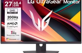 LG 27G610A 68.4 cm (27 Inch) Ultragear QHD (2560×1440) IPS Gaming Monitor, 1ms (GtG), 200Hz, sRGB 99%(Typ.), Anti-Glare, HDR10, AMD FreeSync™, DP, HDMI X 2, Tilt/Swivel/Height/Pivot Adjustable(Black)