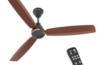Polycab Wizzy Vibe 1200mm 5-Star BLDC Ceiling fan for Home with Remote| Energy Saving | High Air Delivery | 3+1 yr Warranty [Earth Brown]