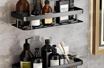 NARIYA Self Adhesive Bathroom Shelf for Wall Shelf Organizer Wall Mounted Aluminum Bathroom Shelves Rack Holder Stand for Bathroom Accessories Organiser Without Drill (Pack of 2)