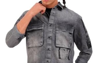 The Indian Garage Co Men Regular Fit Solid Casual Shirt (Grey_M)