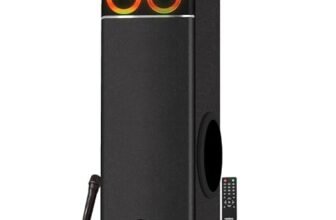 FRONTECH Crux Pro Series 120 Watt Tower Speaker with Bluetooth 5.0 Wireless Technology with Rythimic LED Display, High-Definition Bass Control with Wireless Mic for Karaoke and Party (SW-0162)