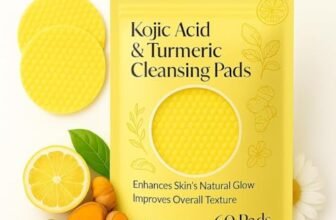 Kojic Acid and Turmeric Cleansing Pads for Face, Brightening and Exfoliating Skincare Wipes, Dark Spots and Pigmentation Treatment, 60 Pads