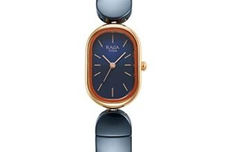 Titan Raga Ceramics Quartz Analog Midnight Blue Dial Two Toned Blue Ceramic & Rose Gold Stainless Steel Strap Watch for Women – NS95147KD01
