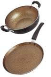 Nirlon Majesty Non Induction Base Non Stick Aluminium 2 Piece Pots and Pan Set [Flat Tawa 26cm + Kadhai 22cm – 1.8 Liter]